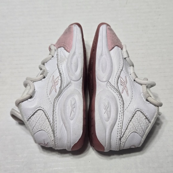 Toddler Reebok Question Mid 'Pink Toe' Allen Iverson White/Pink Sneakers Sz 7 - Picture 5 of 8
